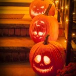 Jack-o-Lanterns Lighting Porch for Halloween